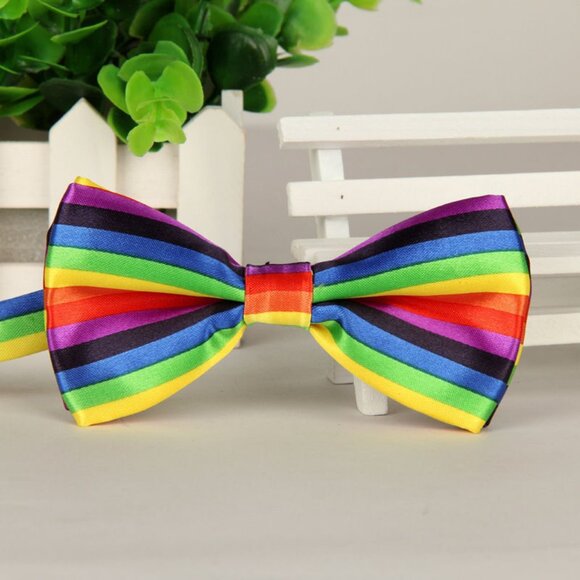 New Rainbow Gay Pride Adjustable Bow Tie Men Boy - Picture 1 of 5
